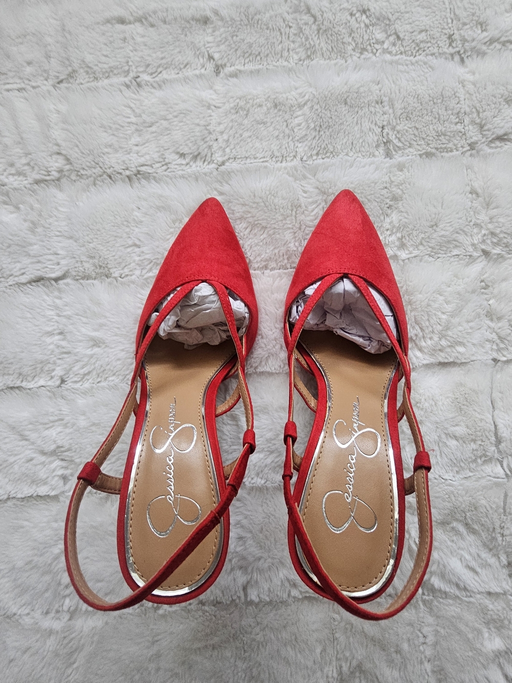 Jessica Simpson Red Pointed Toe Slingback Heels